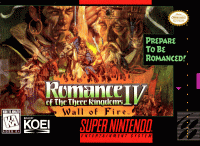 Romance of the Three Kingdoms IV Wall of Fire Super Nintendo  box art